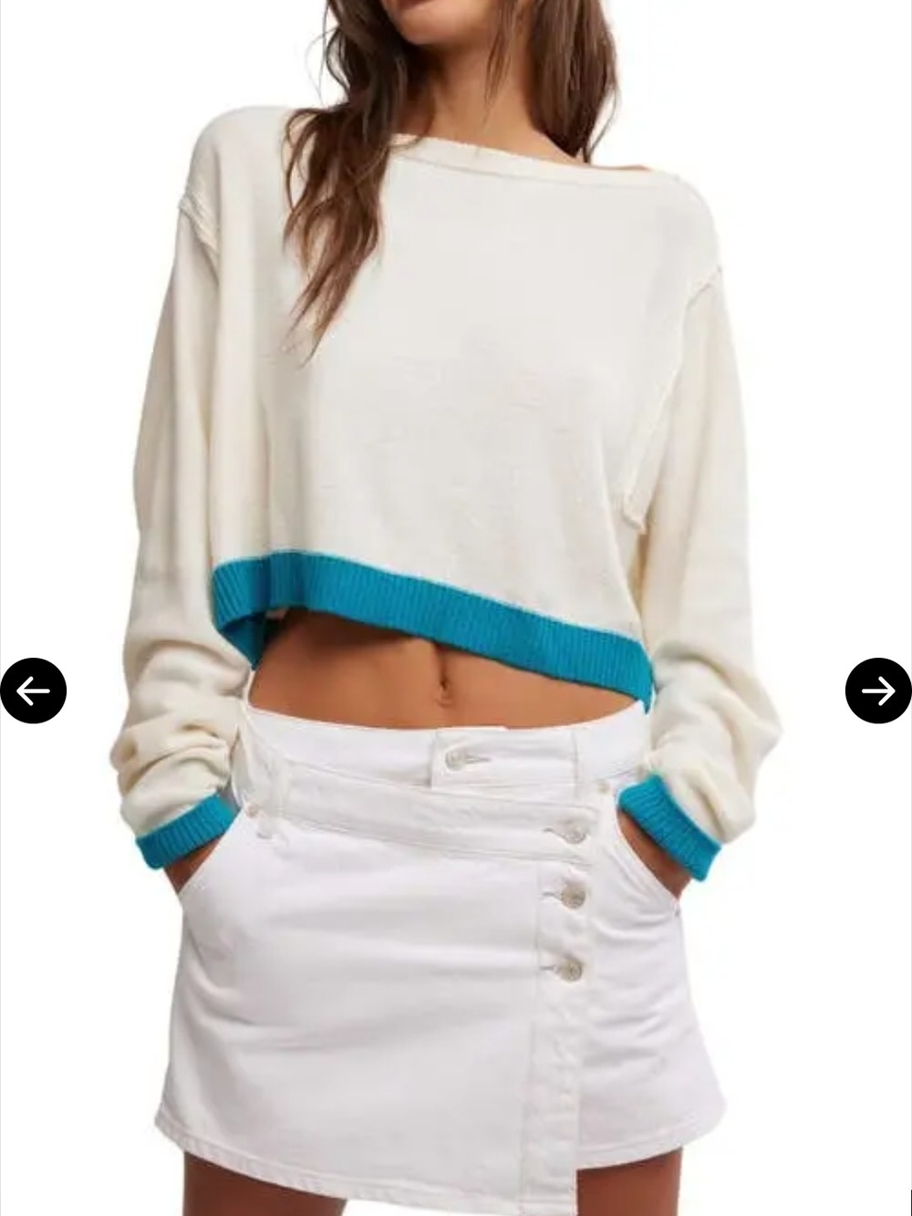 We The Free, Into The Blue Striped Crop Sweater.